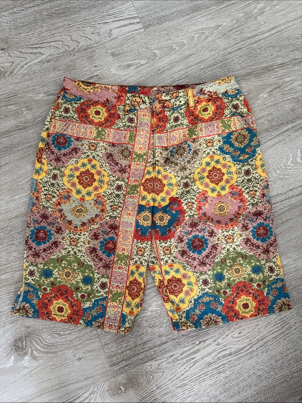 Floral Mosaic Print Shorts in Multicolor